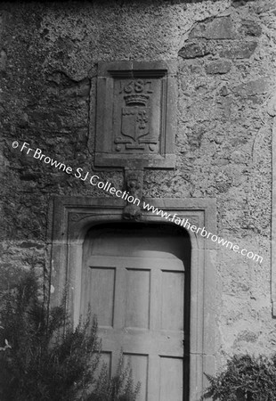 GORMANSTOWN CASTLE  THE CHAPEL DETAIL OF DOOR AND JANSENIST CROSS